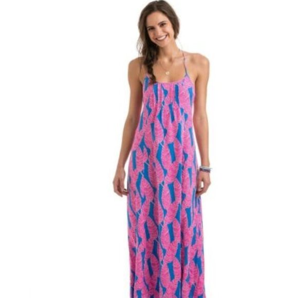 Vineyard Vines Dresses & Skirts - Vineyard Vines Palm Print Blue Maxi Dress 10